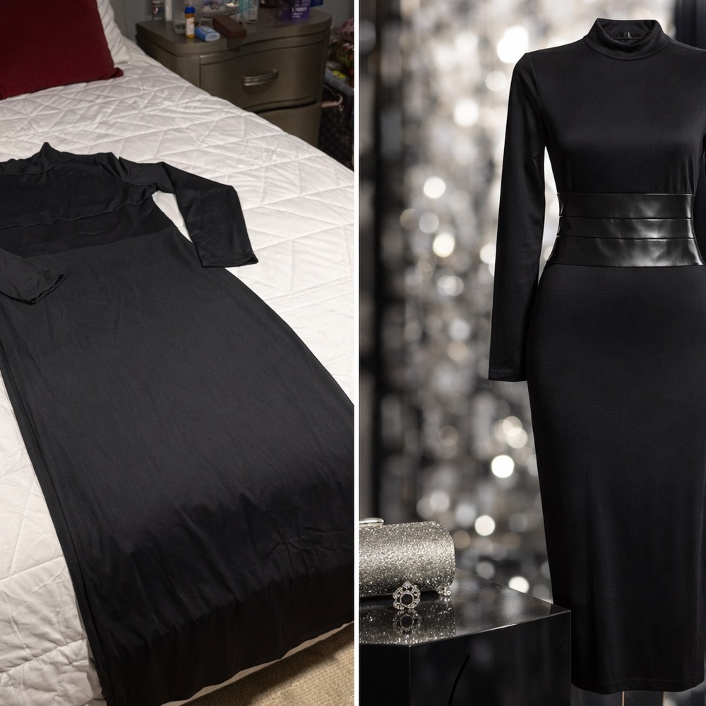 Elegant Black Long Sleeve Dress